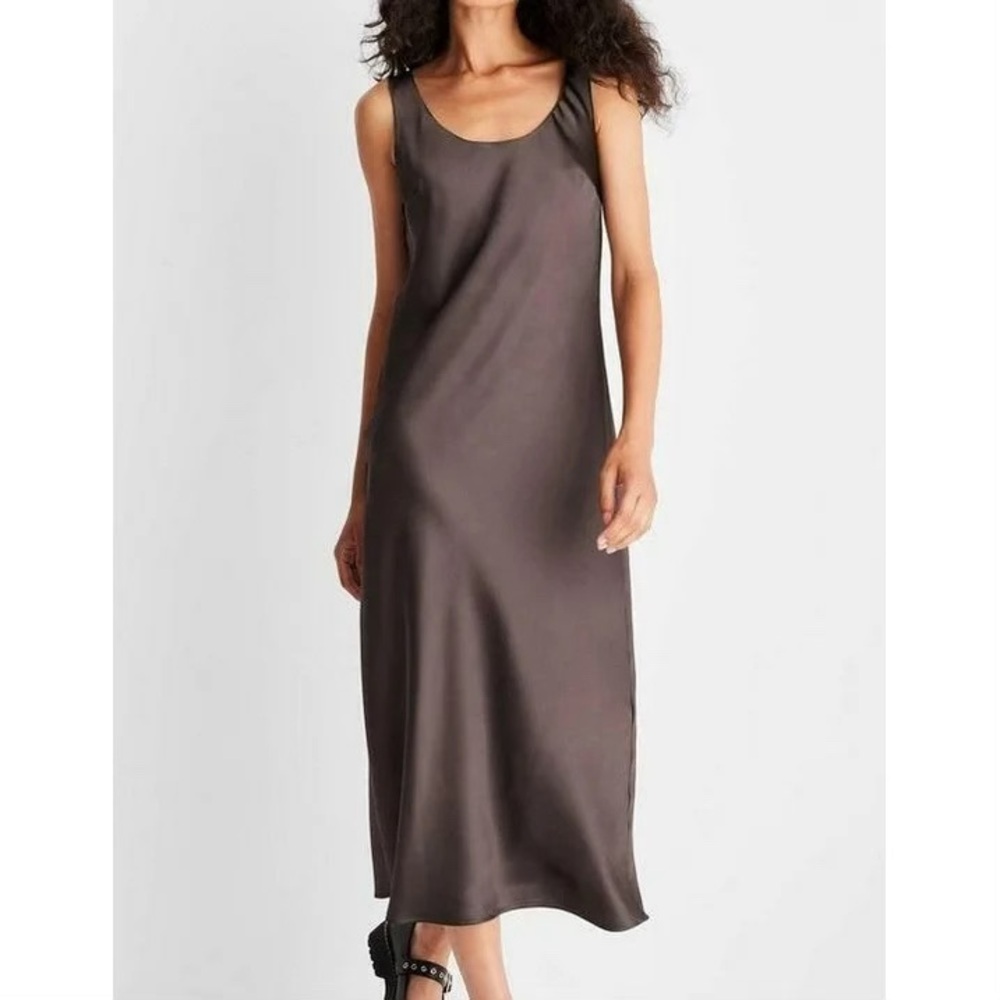 Future collective midi slip dress dark gray (looks like metallic brown)